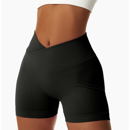 Summer V Waist High Rise Peach Butt Lifting Compression Shorts Seamless Yoga Shorts for Running and Workouts with Quick Dry Fabric