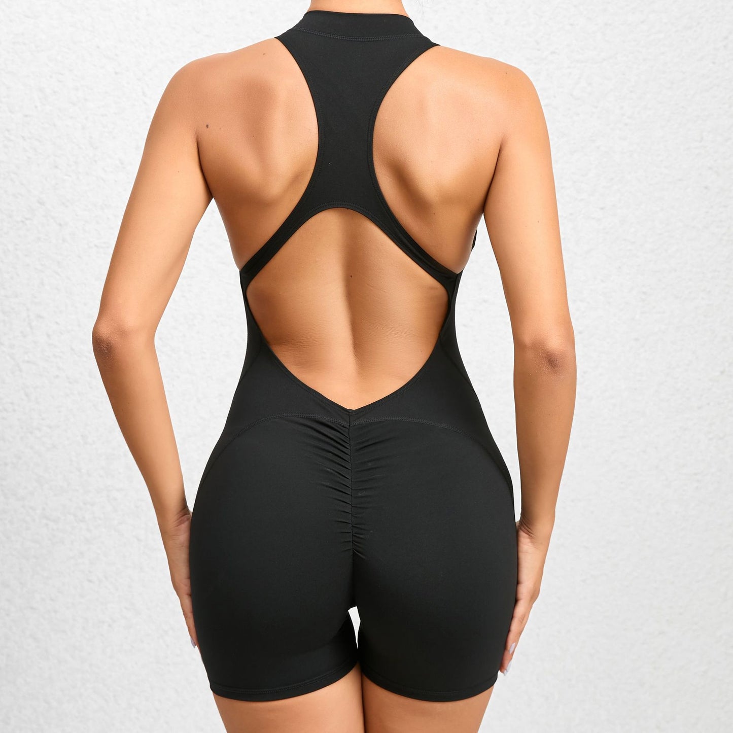 Seamless High Waisted Zip Up Yoga Pants for Comfort Butt Lifting Full Body Quick Dry Workout Jumpsuit with Wrinkle Design