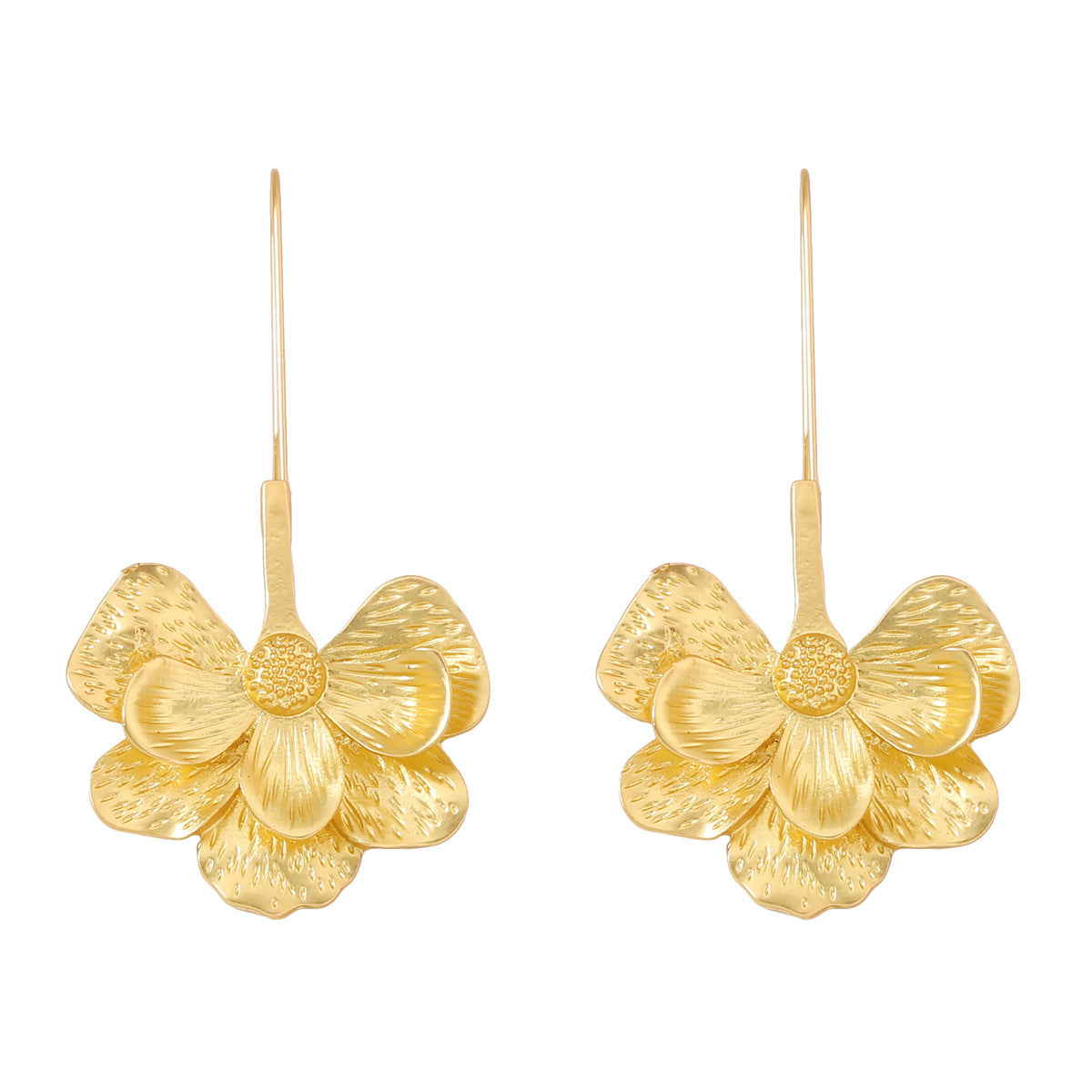 Elegant Court-Style Metal Flower Earrings - Versatile Party Jewelry for Women, Perfect for Any Occasion
