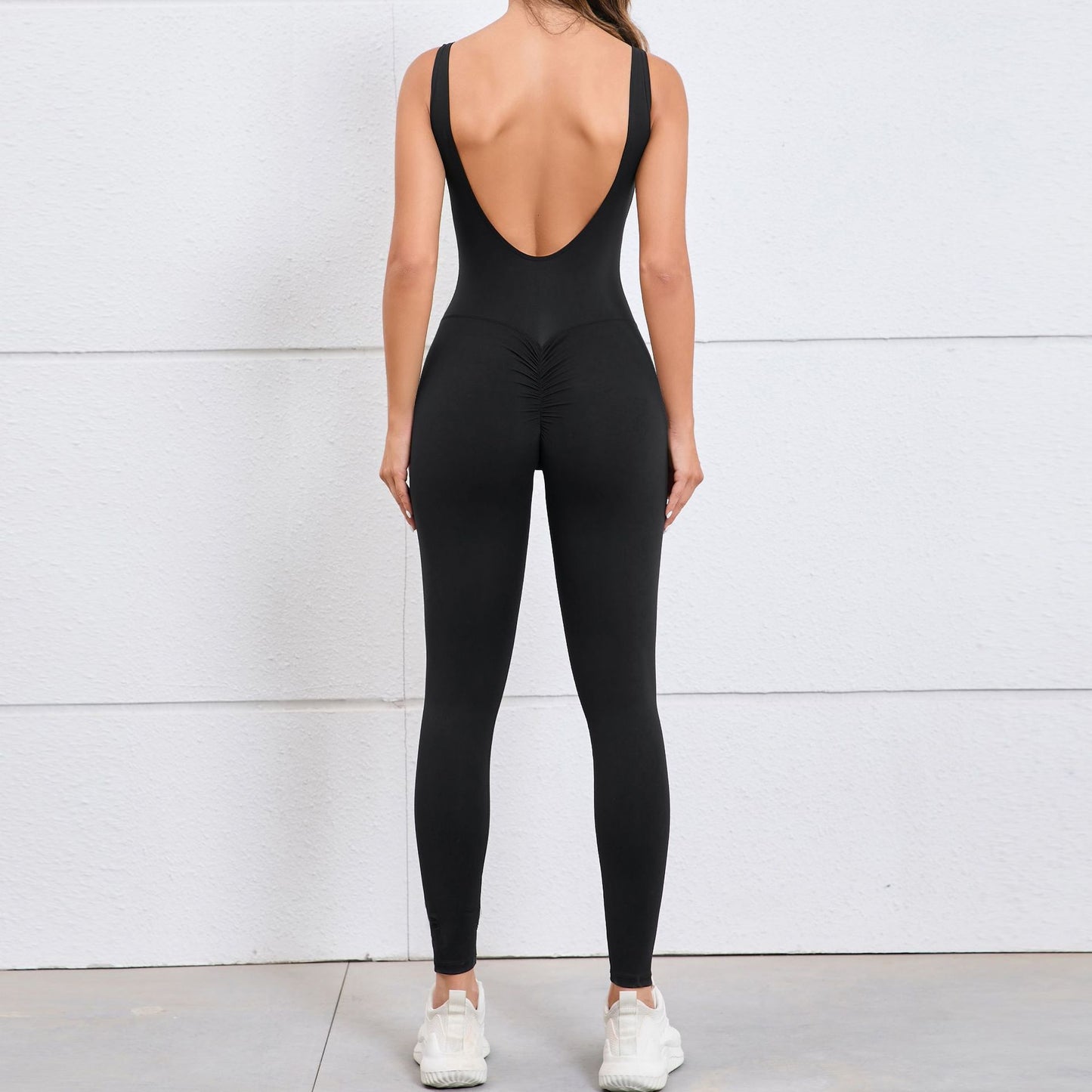 Hollow Back Peach Butt Lifting Bodysuit for Women Quick Dry Form Fitting Yoga and Fitness Jumpsuit 7448