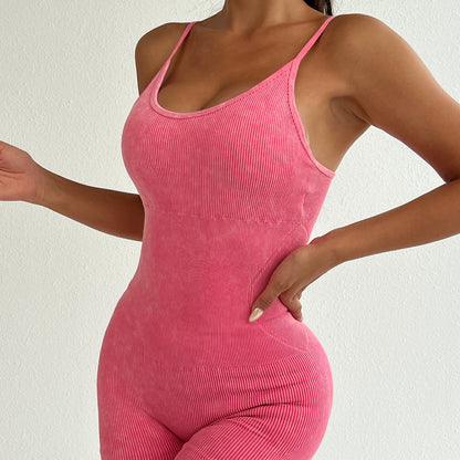 Seamless Bodycon Yoga Jumpsuit for Women Butt Lifting Outdoor Fitness Outfit with Open Back Design for Sculpting and Enhanced Comfort