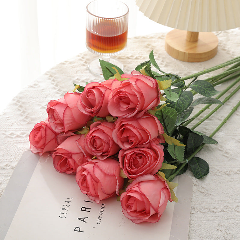 Bulgarian Rose Artificial Flowers - Luxurious Home Decor Bouquet for Bedroom and Living Room Arrangement