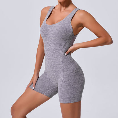 Sculpting Hollow Back One Piece Yoga Jumpsuit for Women Seamless Workout Bodysuit for Enhanced Lift and Support