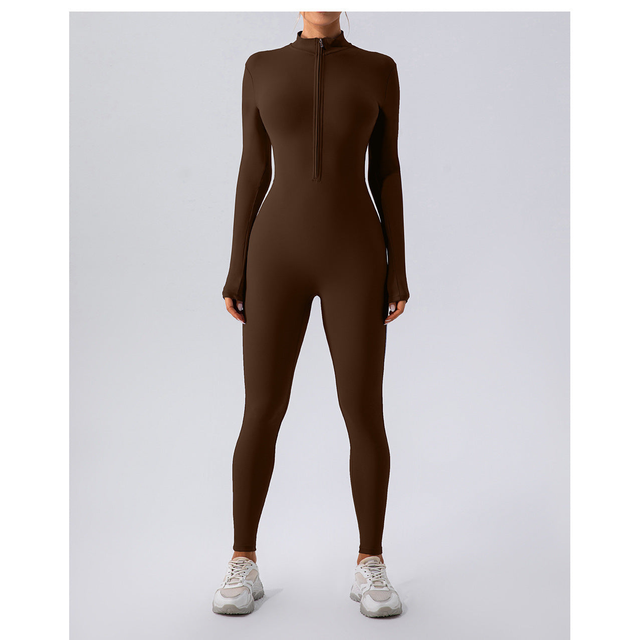 Cozy Winter Fleece Lined Full Body Yoga Jumpsuit for Women Long Sleeve Thermal Fitness Outfit for Warmth and Style in Every Workout