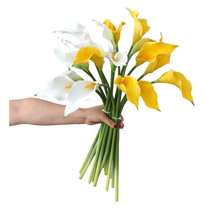 Lifelike Calla Lily Faux Flower with Long Stem - EVA Foam Floral Arrangement for Home Décor - Elegant High-Stemmed Wet-Look Calla Lily Decoration