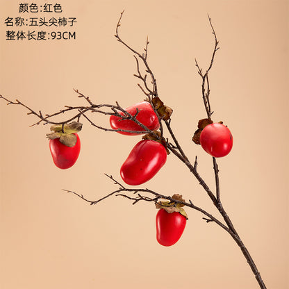 Realistic Faux Persimmon Flower: Stunning Artificial Green Plant Décor for Weddings and Special Events - Perfect for Home & Office Decoration - MW10892