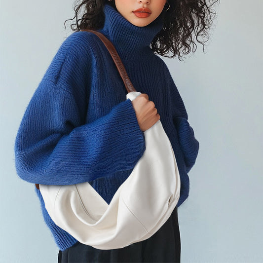 Niche Design Crossbody Bag with Top Grain Leather Zipper Closure Versatile Handheld Dumpling Bag for Chic Underarm Carry