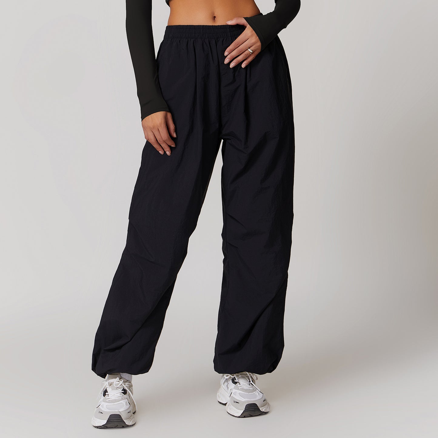 Lightweight and Breathable Women's Jogger Pants with Drawstring Cuffs for Running and Fitness Style 8877