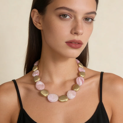 Elegant Minimalist Baroque-Inspired Irregular Geometric Beaded Necklace - Perfect for Everyday Wear and Versatile Styling