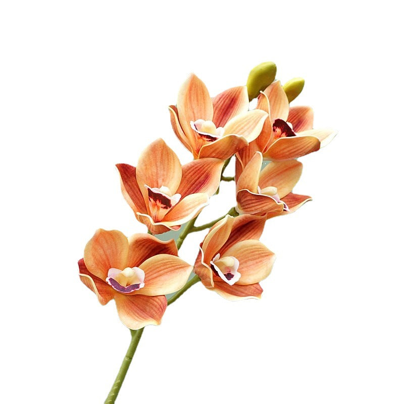 Realistic Silk Orchid Flower Stem - Six Stunning Faux Phalaenopsis Orchids, Soft Touch Silicone Blooms - Perfect for Home Decor, Weddings, and Special Events