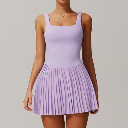 Two Piece Tennis Skirt with Built in Short Liner Anti See Through Athletic Skirt with Pockets Pleated Sports Dress for Comfort and Performance Model 9141