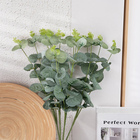 Eucalyptus & Money Leaf Artificial Floral Arrangement with Grass and Snapdragon - Lifelike Money String Decor MW16301