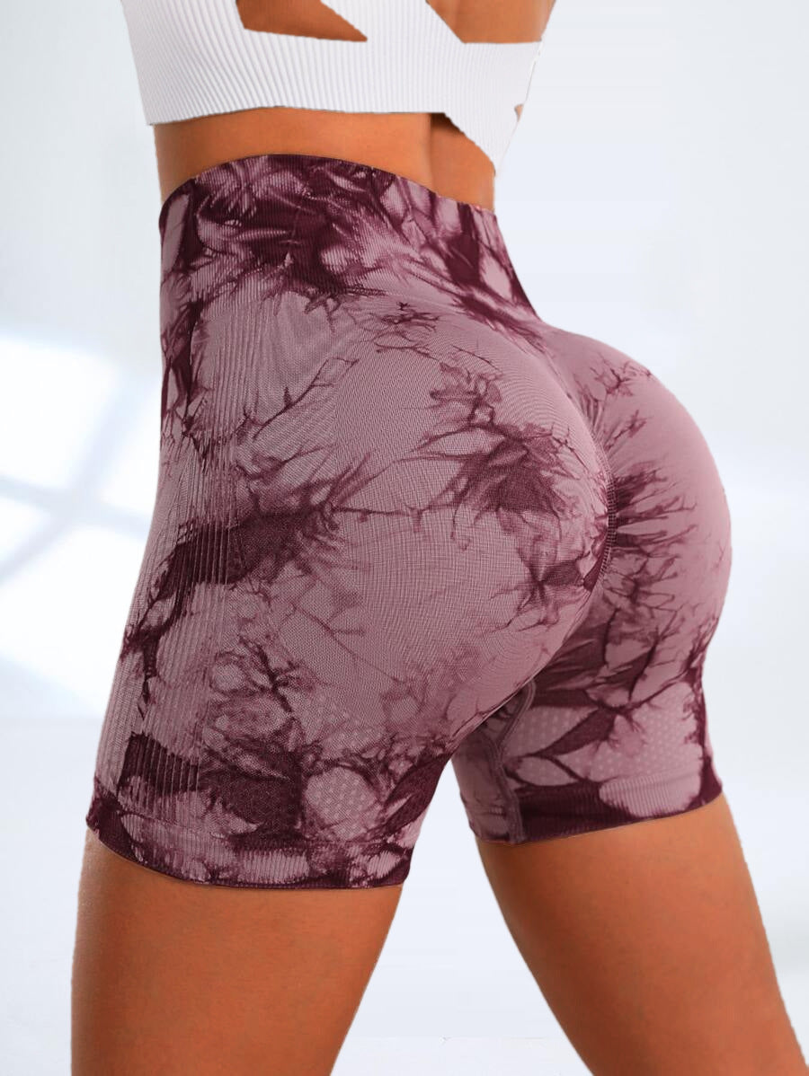 High Waisted Seamless Tie Dye Peach Butt Lifting Yoga Shorts 13 Vibrant Colors for Comfort and Style