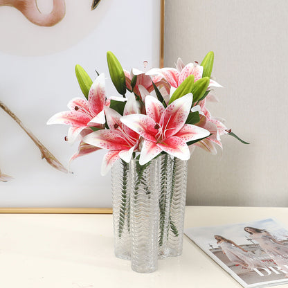 Stunning 2 Flower 1 Bud Artificial Lily Bouquet - Perfect for Wedding Decorations & Home Living Room Styling - Realistic Faux Floral Props for Photography