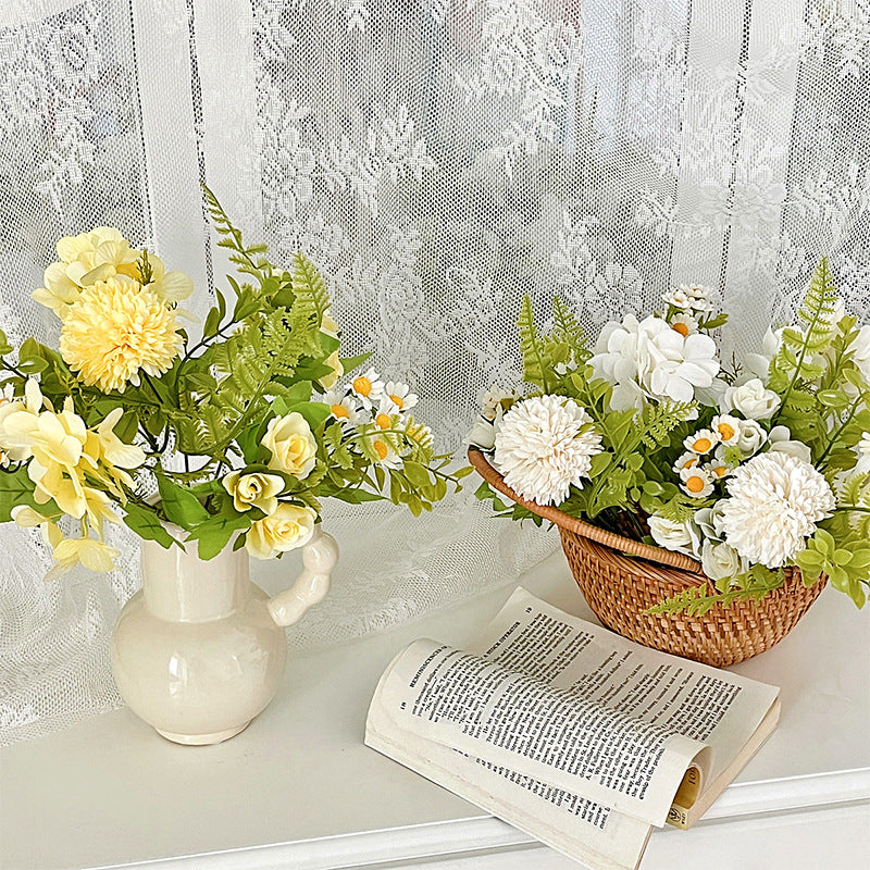 Vibrant Daisy-Inspired Faux Flower Bouquet with Hydrangeas - Perfect for Home Decor, Living Room Accent, Wedding Decorations, and Photography Props