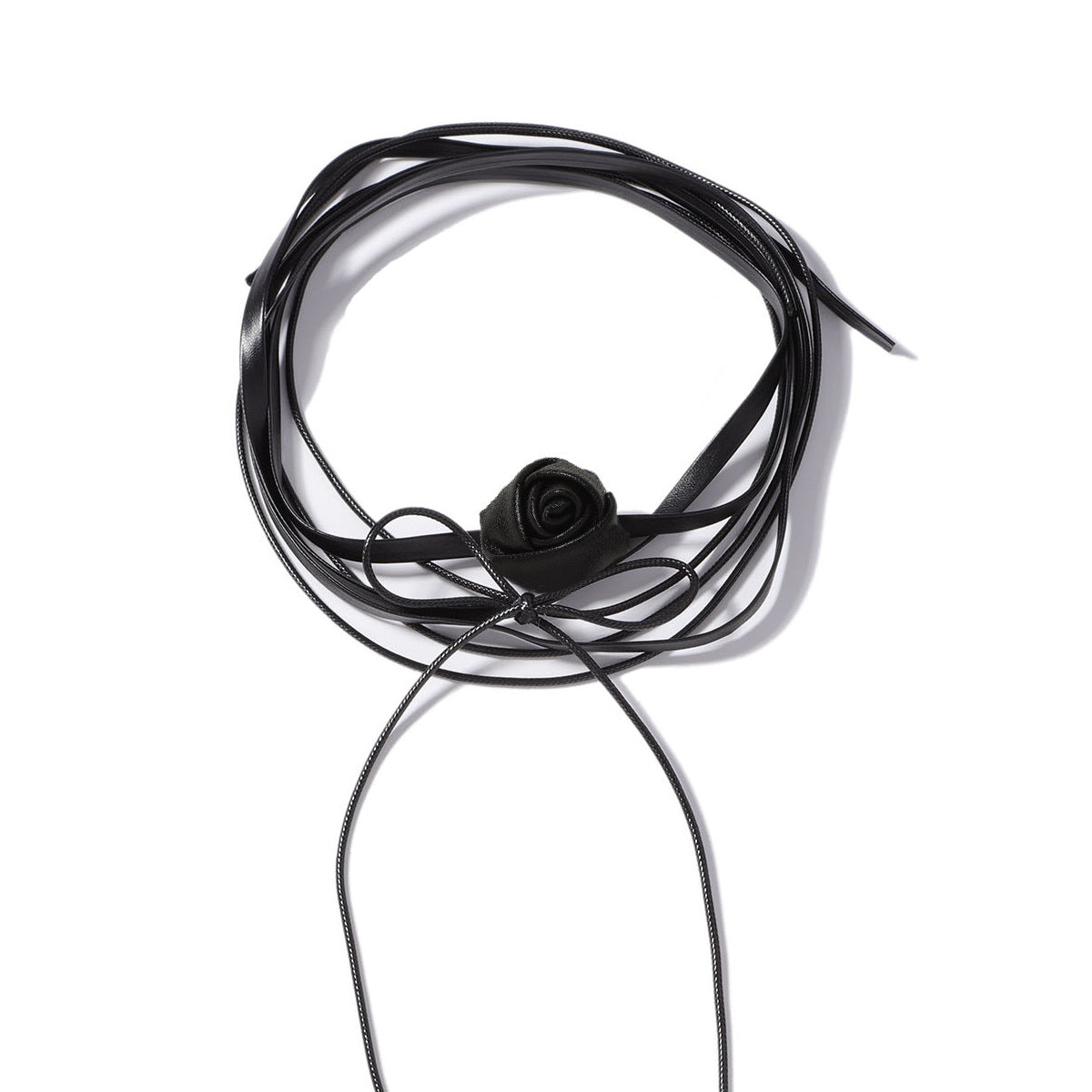 Elegant Black Minimalist Multi-Layer Camellia Long Necklace for Women – Versatile Design with Adjustable Straps and  Quality