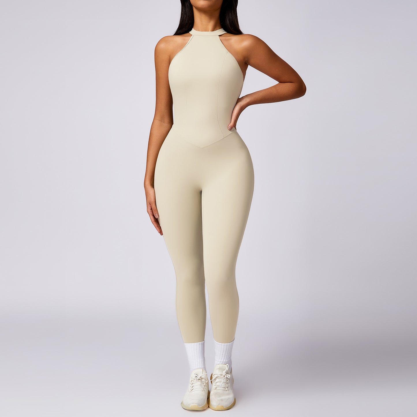 Peach Shaped Butt Lifting Hollow Back Yoga Jumpsuit for Women Outdoor Running Quick Dry Stretchy and Comfortable Fitness Wear 8602