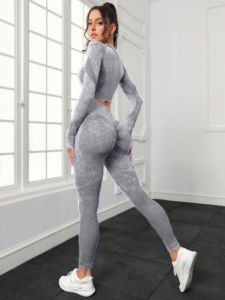 Women's Quick Dry Seamless Yoga Set Water Wash Peach Butt Gym Leggings and Sports Top for Comfort and Style