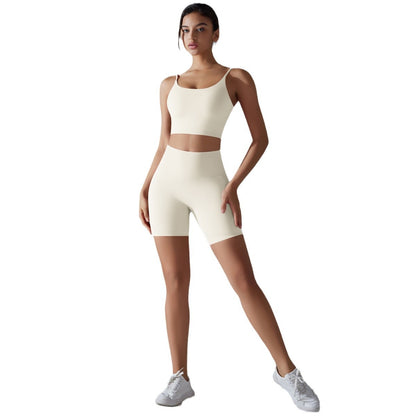 High Waisted Backless Sports Shorts Set for Women No Underwear Comfort for Running Yoga and Gym Workouts