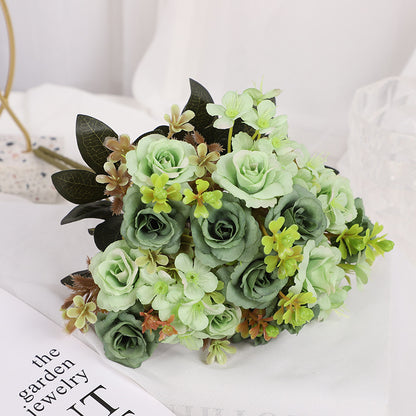 Stunning Polka Dot Hydrangea and Rose Artificial Flower Bouquet - Elegant Silk Floral Arrangements for Home Decor and Living Room Accents