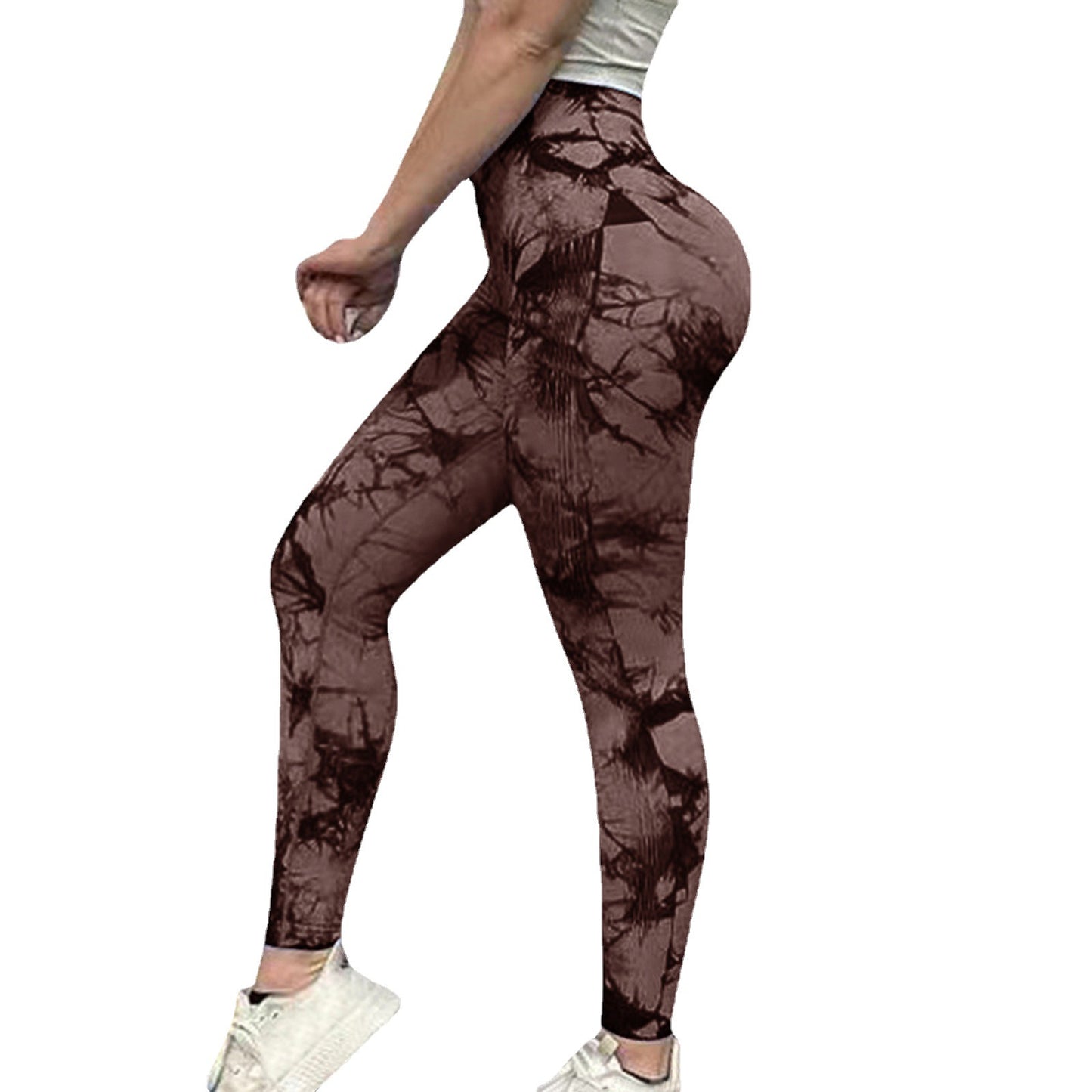 Seamless High Waisted Tie Dye Peach Yoga Leggings for Women Tummy Control Butt Lifting and Breathable Fitness Pants for Running and Active Workouts