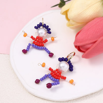 Unique Handcrafted Cartoon Character Beaded Hook Earrings - Quirky, Adorable Designs for a Playful Style