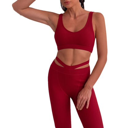 Women's Breathable Tight Fit Yoga Set with Ribbed Back Sports Bra and High Performance Leggings for Comfort and Style