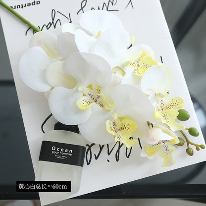 Stunning 7-Head Faux Phalaenopsis Orchid Arrangement –  3D Printed Wedding Decor with Realistic Soft Silicone Touch for a Luxurious Finish