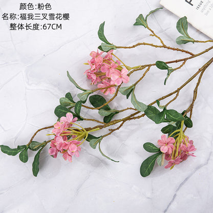 Stunning Faux Floral Decoration - Realistic Snowflake Cherry Blossom & Rose Bouquet for Home Decor and Wedding Celebrations | MW94001