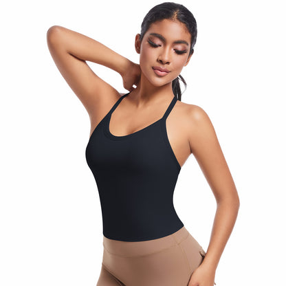 Seamless Sports Bra with Crossed Shoulder Straps Ultra Comfortable Yoga and Running Top for Optimal Support and Style