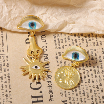 Vintage-Inspired Asymmetrical Devil Eye Long Earrings – Elegant & Versatile Accessories for Any Occasion