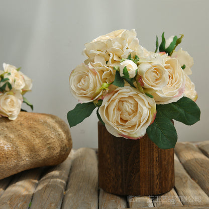 Stunning Artificial Silk Floral Arrangement: European-Style Fake Rose and Hydrangea Bouquet for Elegant Wedding Decor and Home Interiors - Perfect for Living Room Display