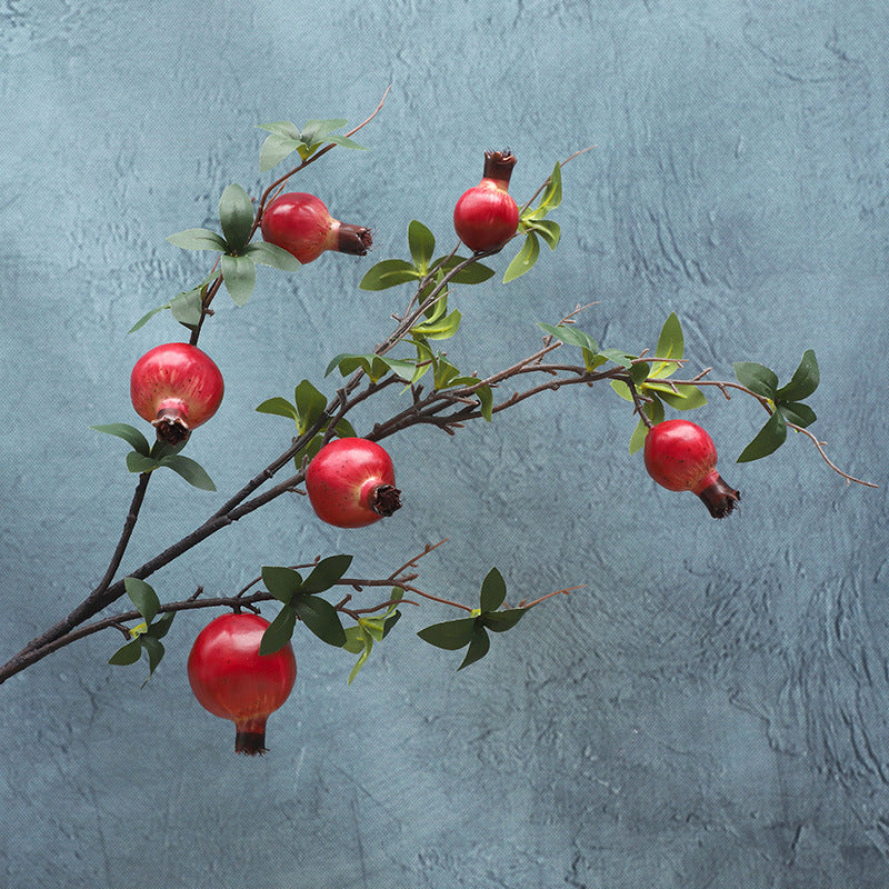 Realistic Pomegranate Fake Flowers with Berries - Perfect Home and Hotel Soft Decoration for New Year Celebrations