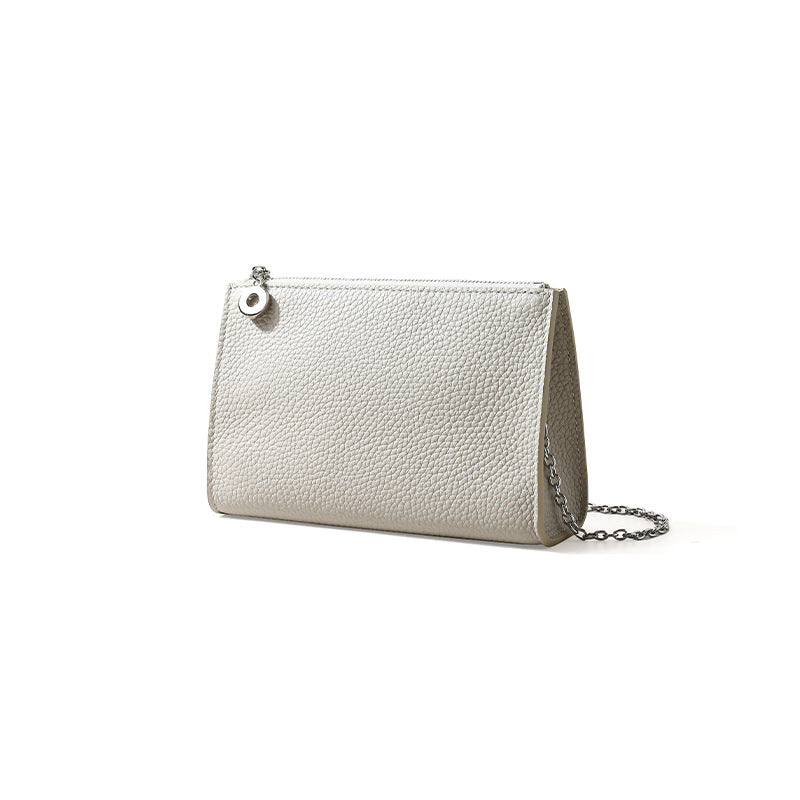 Genuine Leather Women's Shoulder Bag Grain Cowhide Commuter Tote with Minimalist Design and Chic Aesthetic