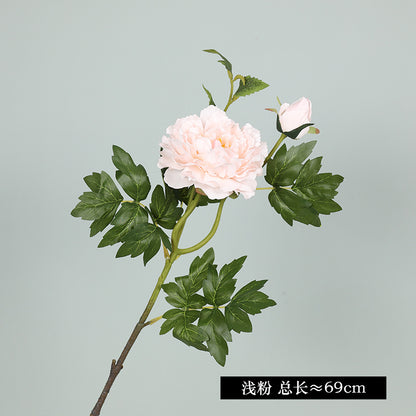 Realistic Faux Single-Stem Double-Headed Peony Flower for DIY Home Décor – Perfect for Living Rooms, Entryways, and Window Displays |  Silk Floral Arrangement