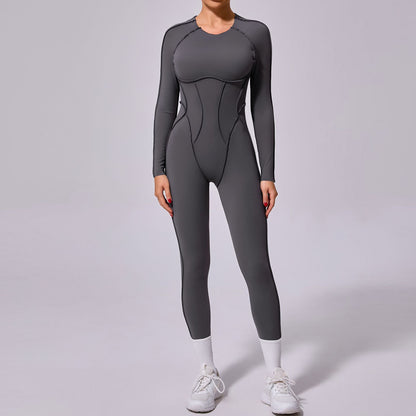 Women's Full Body Yoga Jumpsuit with Open Back Long Sleeve High Performance Leggings for Winter Workouts Comfortable and Supportive Activewear