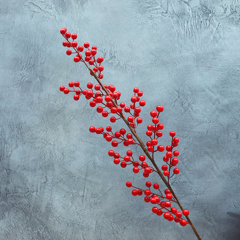 Realistic Red Berry Home Decor for New Year - Festive Faux Holly Berries and Prosperity Fruit Display for Christmas and Winter Celebrations