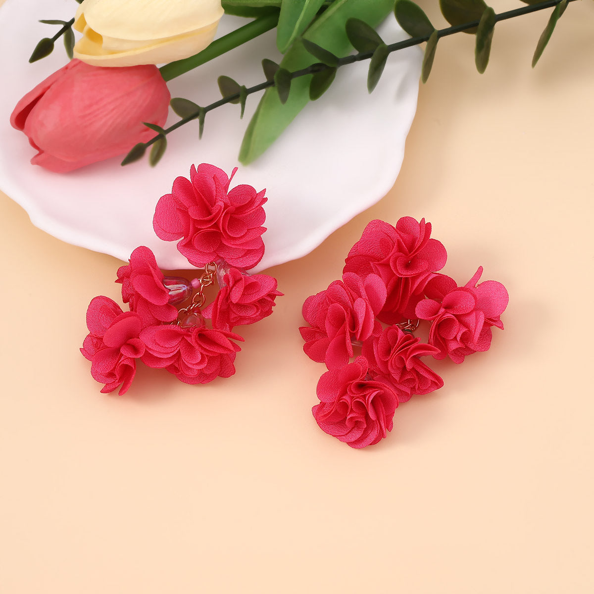 Bohemian Colorful Floral Fabric Drop Earrings - Perfect Ethnic Vacation Accessory for Every Occasion