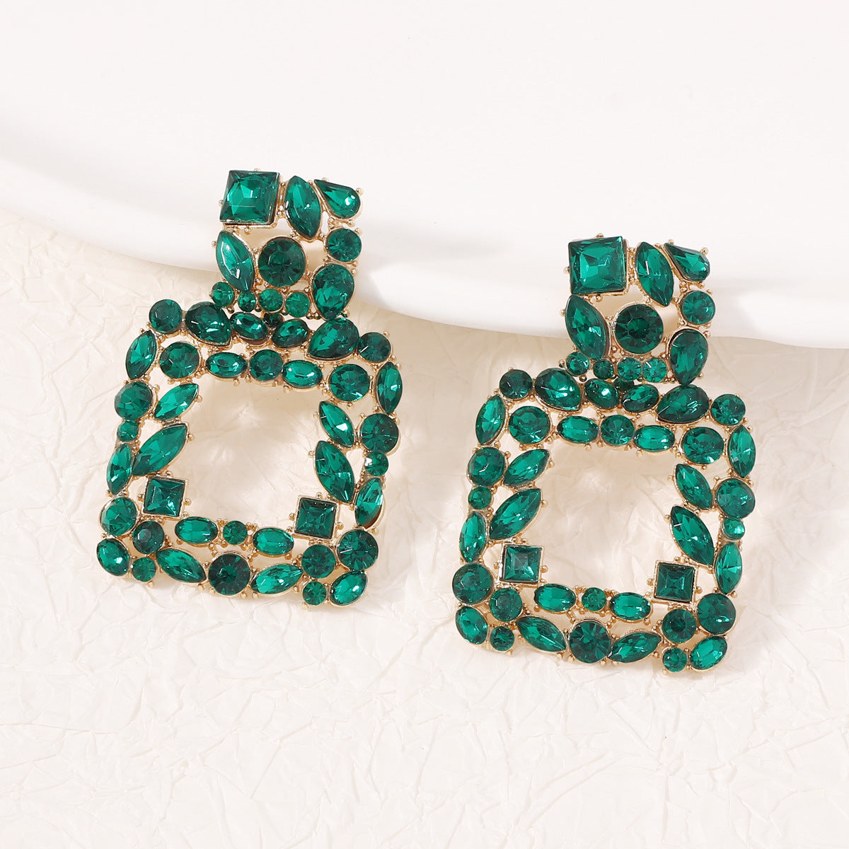 Chic Geometric Square Diamond-Studded Earrings for Unique, Versatile Style - Perfect for Parties and Everyday Wear