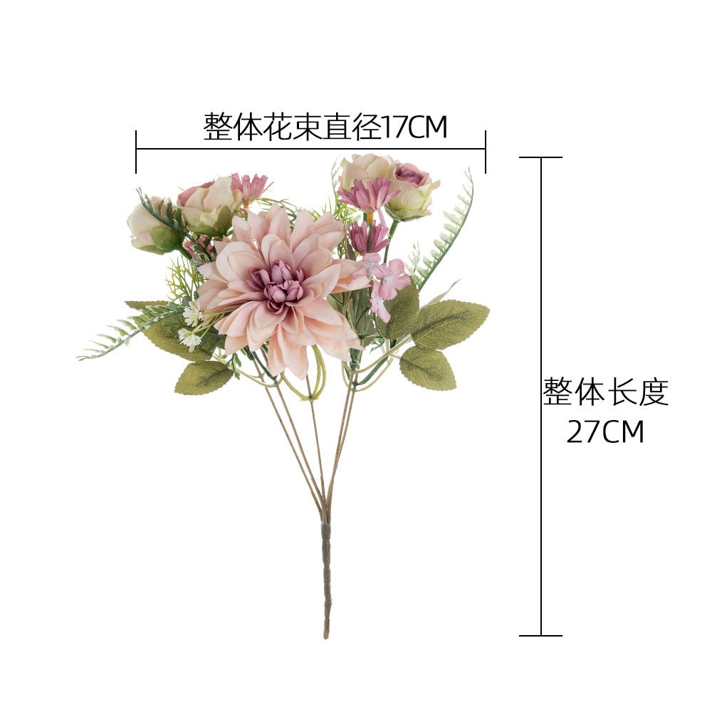 Stunning Artificial Dahlia Bouquet - Perfect Home Decor, Wedding Handheld Floral Arrangement, and Beautiful Faux Rose Wall Flowers - INSMW66793