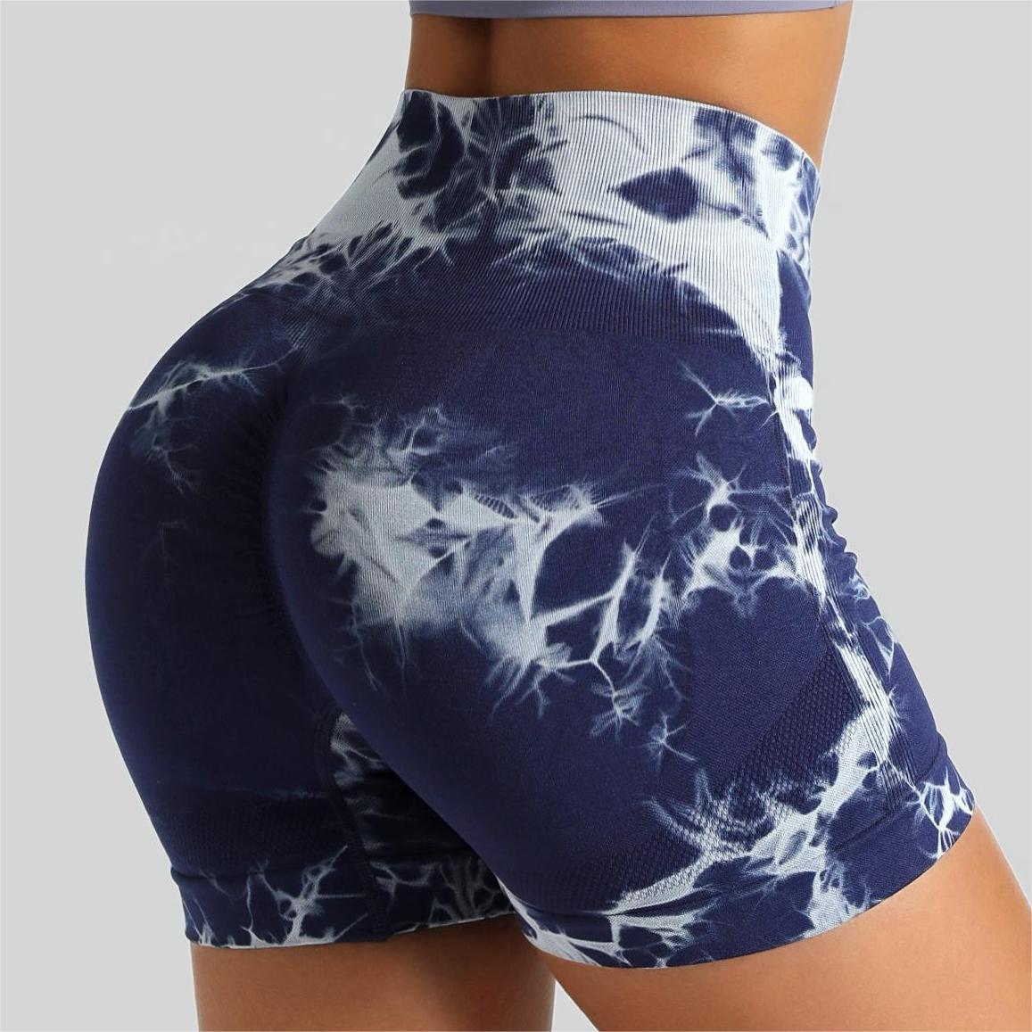 Seamless Tie Dye High Waisted Fitness Shorts for Women Enhancing Tummy Control Peach Yoga Workout Shorts