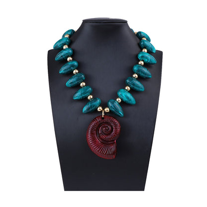 Exaggerated Ocean-Inspired Vacation Pendant Necklace with Colorful Beads and Shell Charm - Versatile, Luxurious, and Perfect for Every Occasion