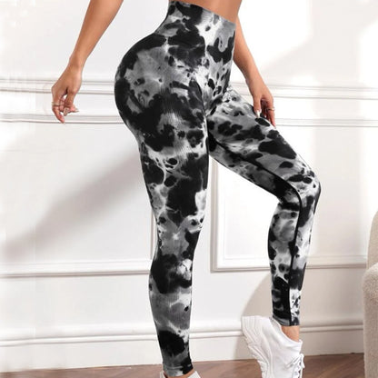 Seamless High Waisted Women's Tie Dye Yoga Pants Sculpting Workout Leggings for Outdoor Training and Comfort