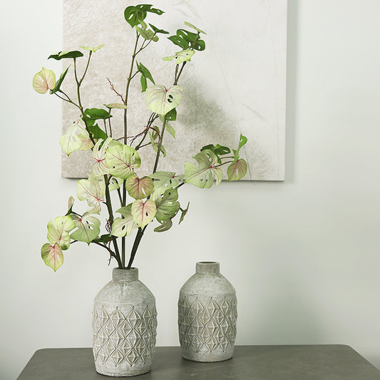 Realistic Faux Green Plant Branches with Rooted Trifoliate Monstera Leaves - Perfect for Elegant Living Room Floral Arrangements