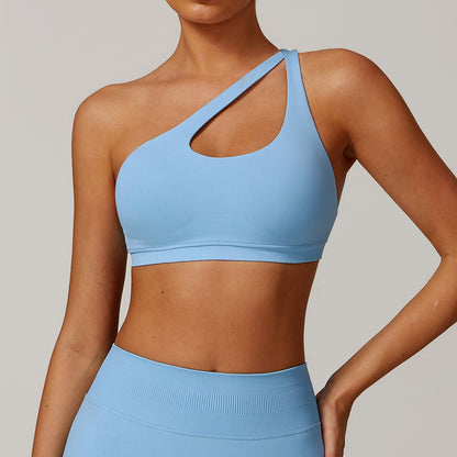 Asymmetrical One Shoulder Sports Bra for Yoga and Running Quick Dry Elastic Workout Top for Comfort and Flexibility Model 7755 2