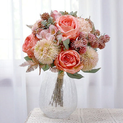 Stunning Faux Rose Bouquet - Elegant Light Luxury Textured Blooming Roses for Home Decor, Weddings, and Event Styling