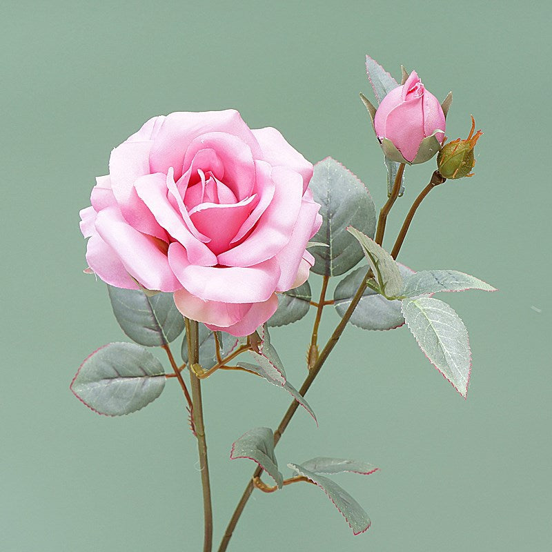 Single Stem 2-Branch Autumn Serenity Rose - Lifelike Artificial Flowers Perfect for Valentine's Day, Weddings, and Home Decor - Ideal for Photography and Floral Arrangements