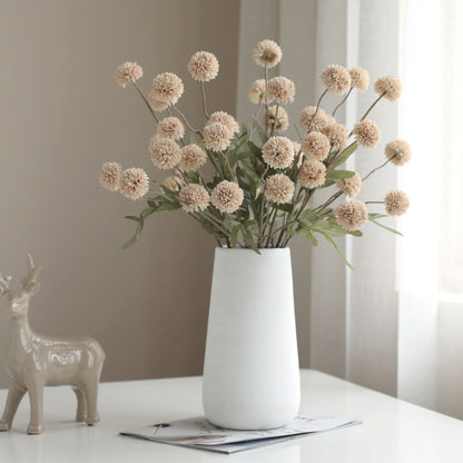 Vibrant Fall-Themed 5-Piece Dandelion Silk Flower Arrangement - Elegant European-Style Faux Floral Decor with Decorative Grass Balls, Hydrangeas, and Ping Pong Chrysanthemums