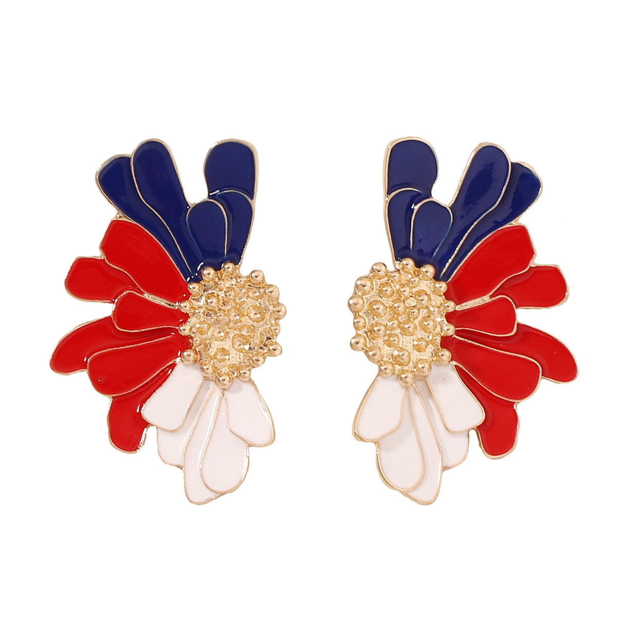 Alloy Enamel Floral Earrings - Stylish and Simple Flower Studs for a Fresh Accessory Look
