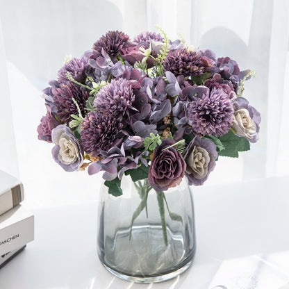 Realistic Korean-Style Daisy and Hydrangea Bouquet - Lifelike Decorative Artificial Flowers for Home Décor and Events